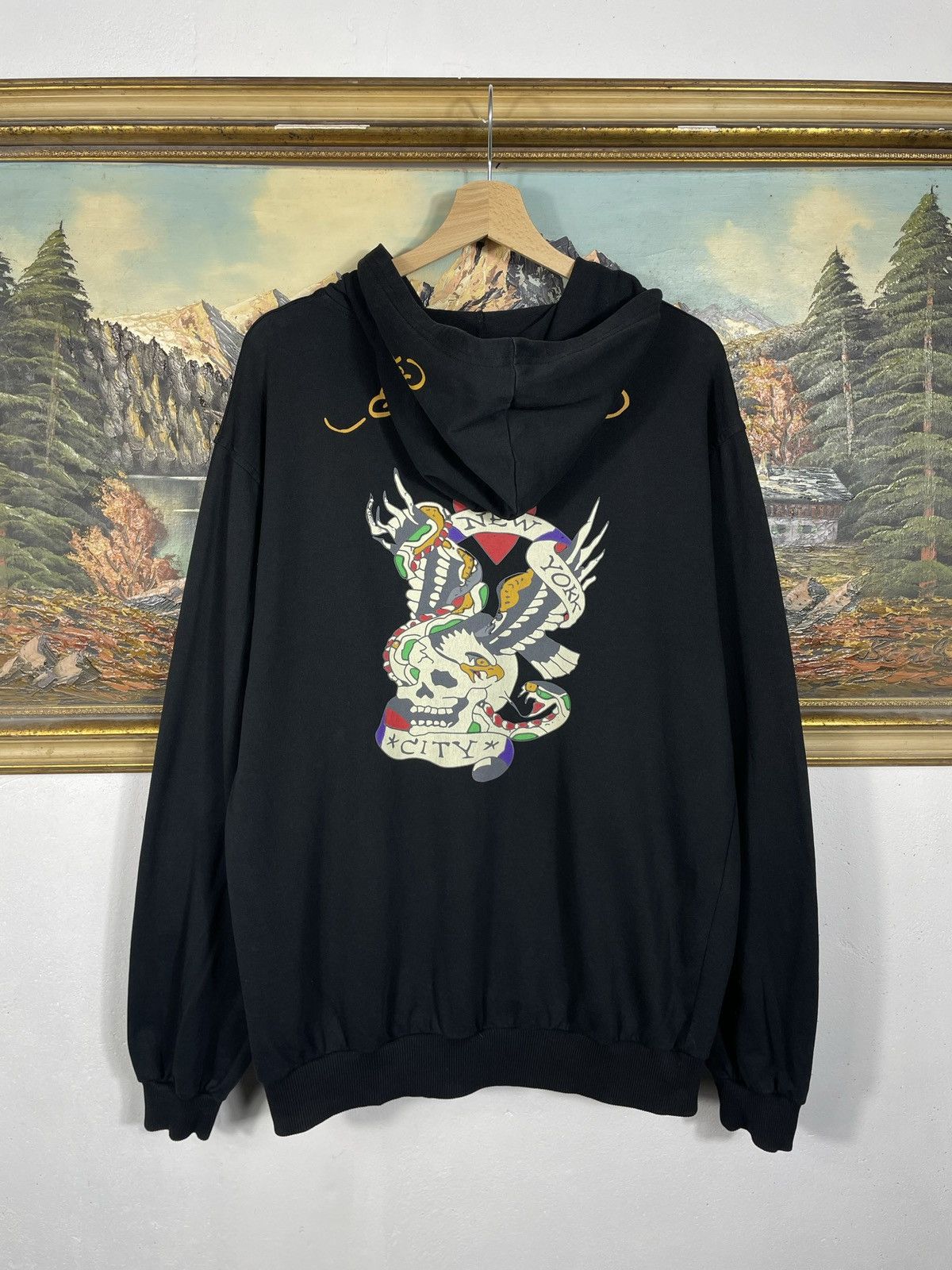 Christian Audigier × Ed Hardy × Vintage Ed Hardy Retro 00s Hoodie Drip Swag Cyber Affliction Grunge Size XL / US 12-14 / IT 48-50 - 2 Thumbnail