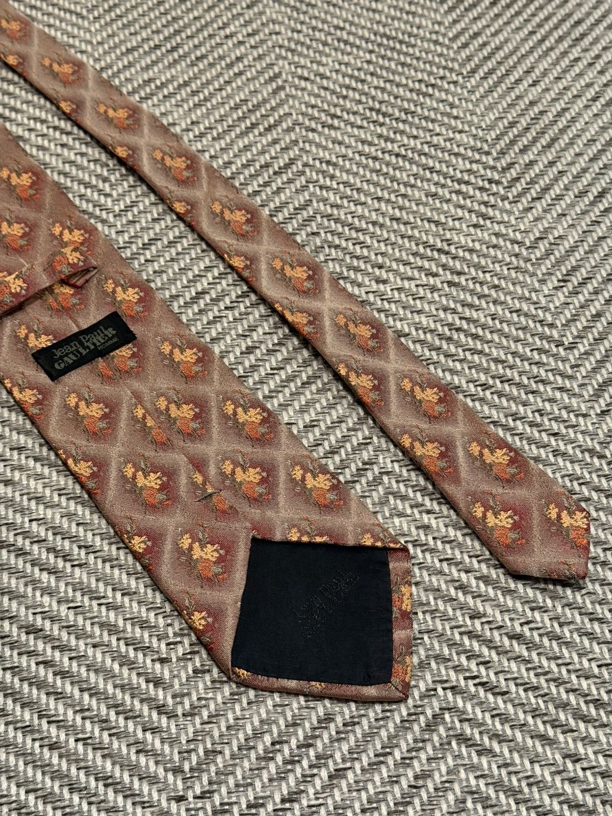 Jean Paul Gaultier Jean Paul Gaultier HOMME Floral Diamond Motif Tie Size ONE SIZE - 4 Thumbnail