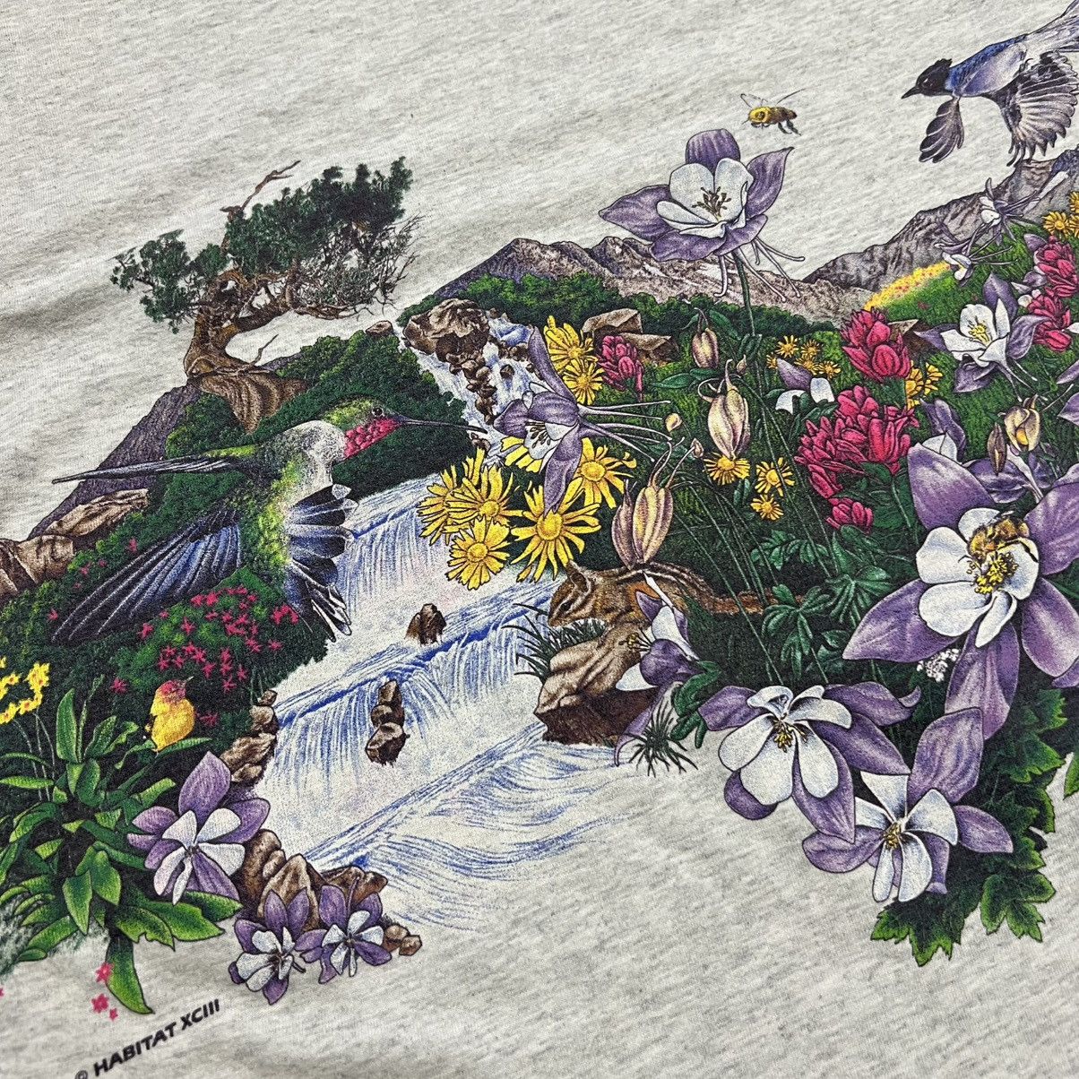 Habitat Vintage 90s Nature T shirt AOP Wrap Around Bird Flower USA Size US XL / EU 56 / 4 - 9 Thumbnail