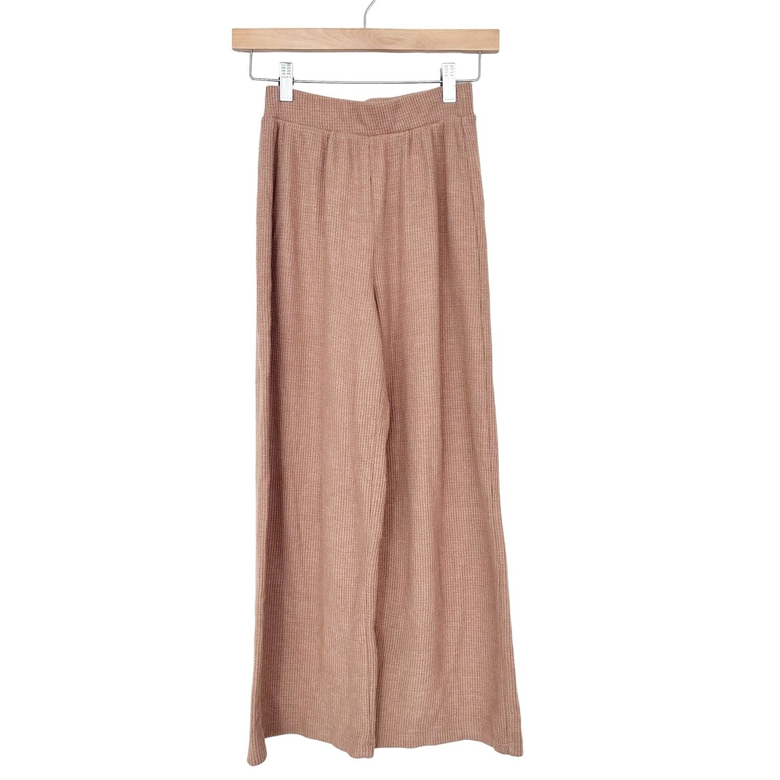 Abercrombie & Fitch Abercrombie Tan Thermal Wide Leg Cropped Pants Sz XS Size 26" / US 2 / IT 38 - 4 Thumbnail