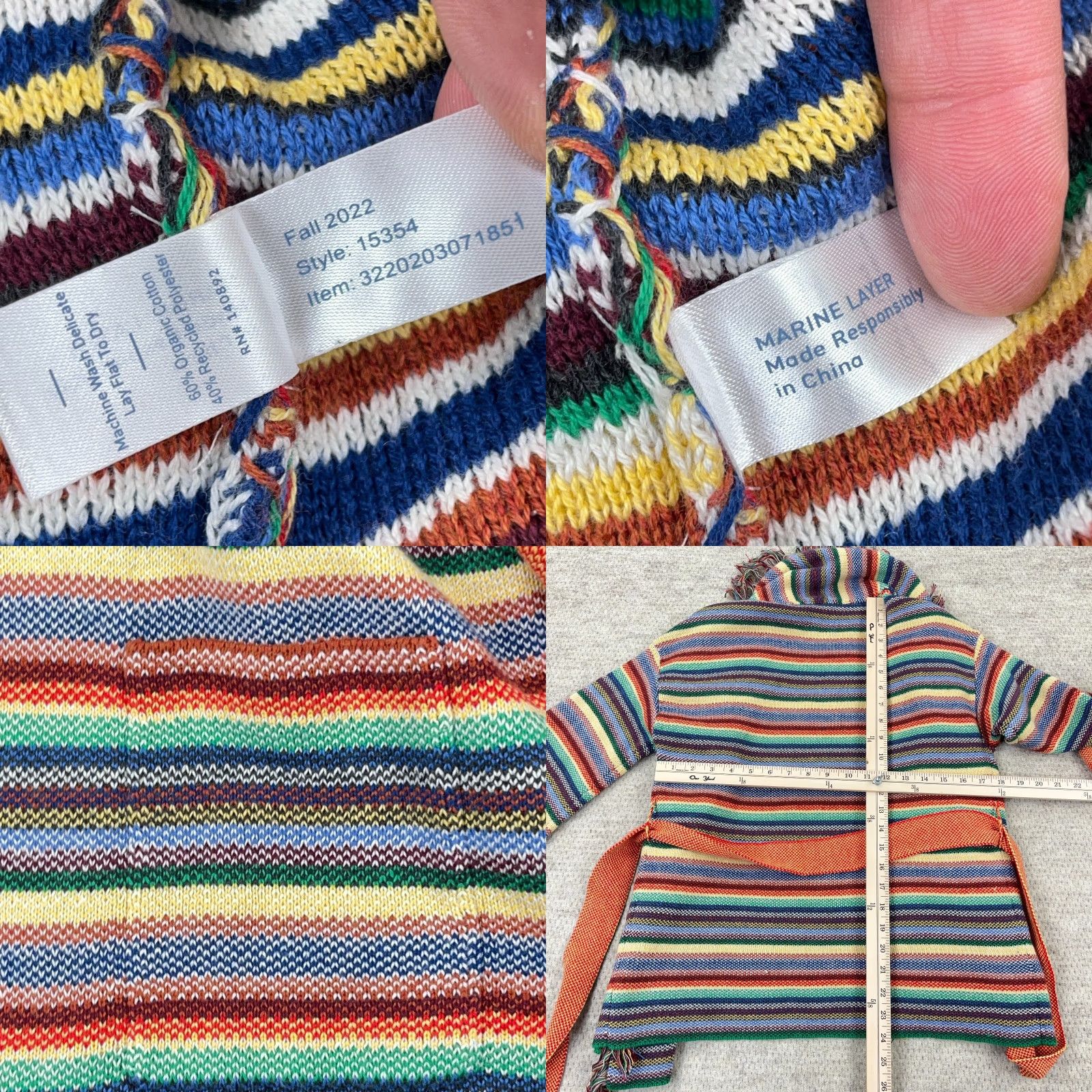 Marine Layer Marine Layer Cardigan Women XS Belted Fringe Alamere Multi Rainbow Boho Size XS / US 0-2 / IT 36-38 - 8 Thumbnail