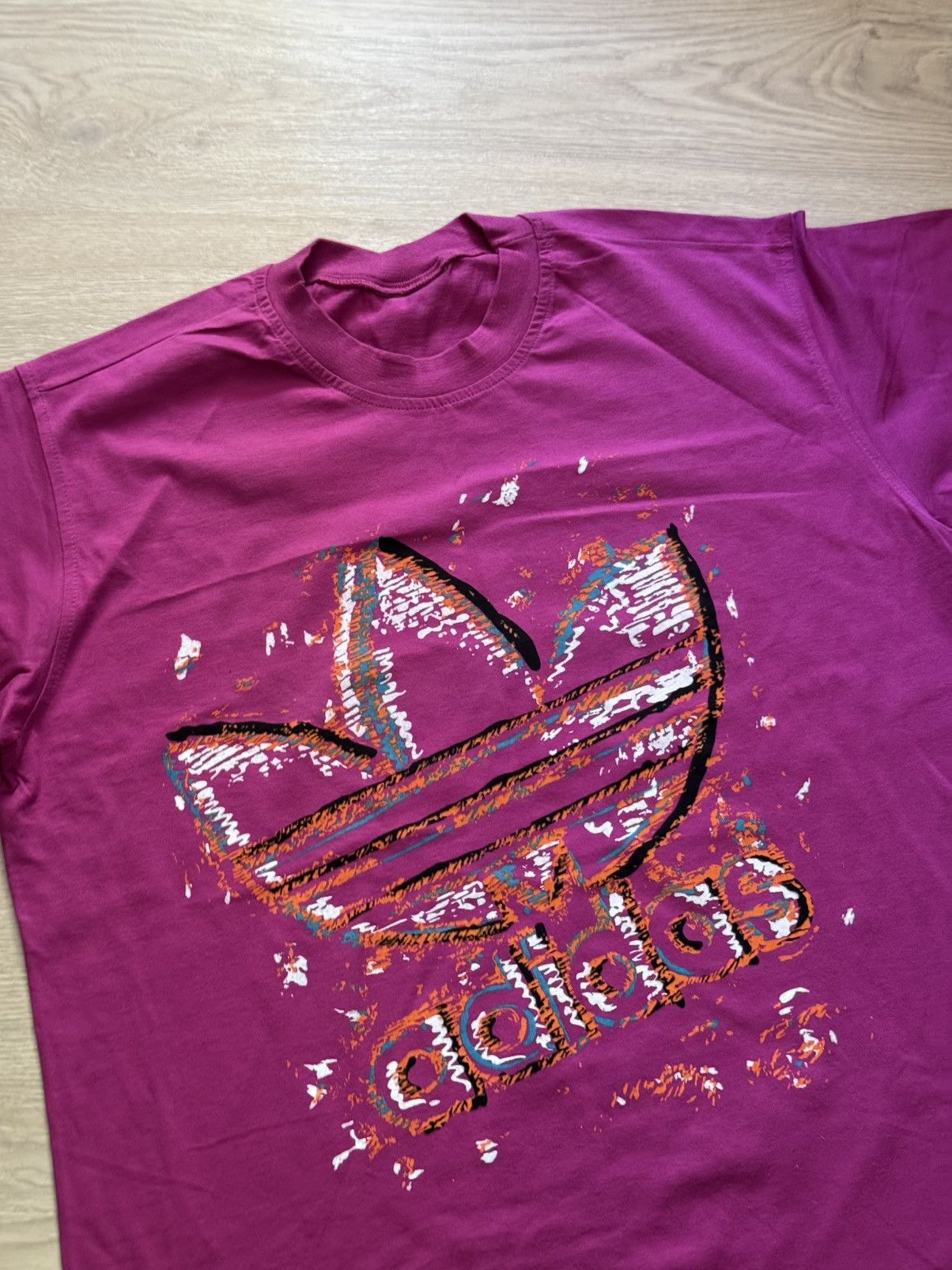 Vintage Vintage 90’s Adidas Originals Purple T-Shirt Size US S / EU 44-46 / 1 - 2 Thumbnail
