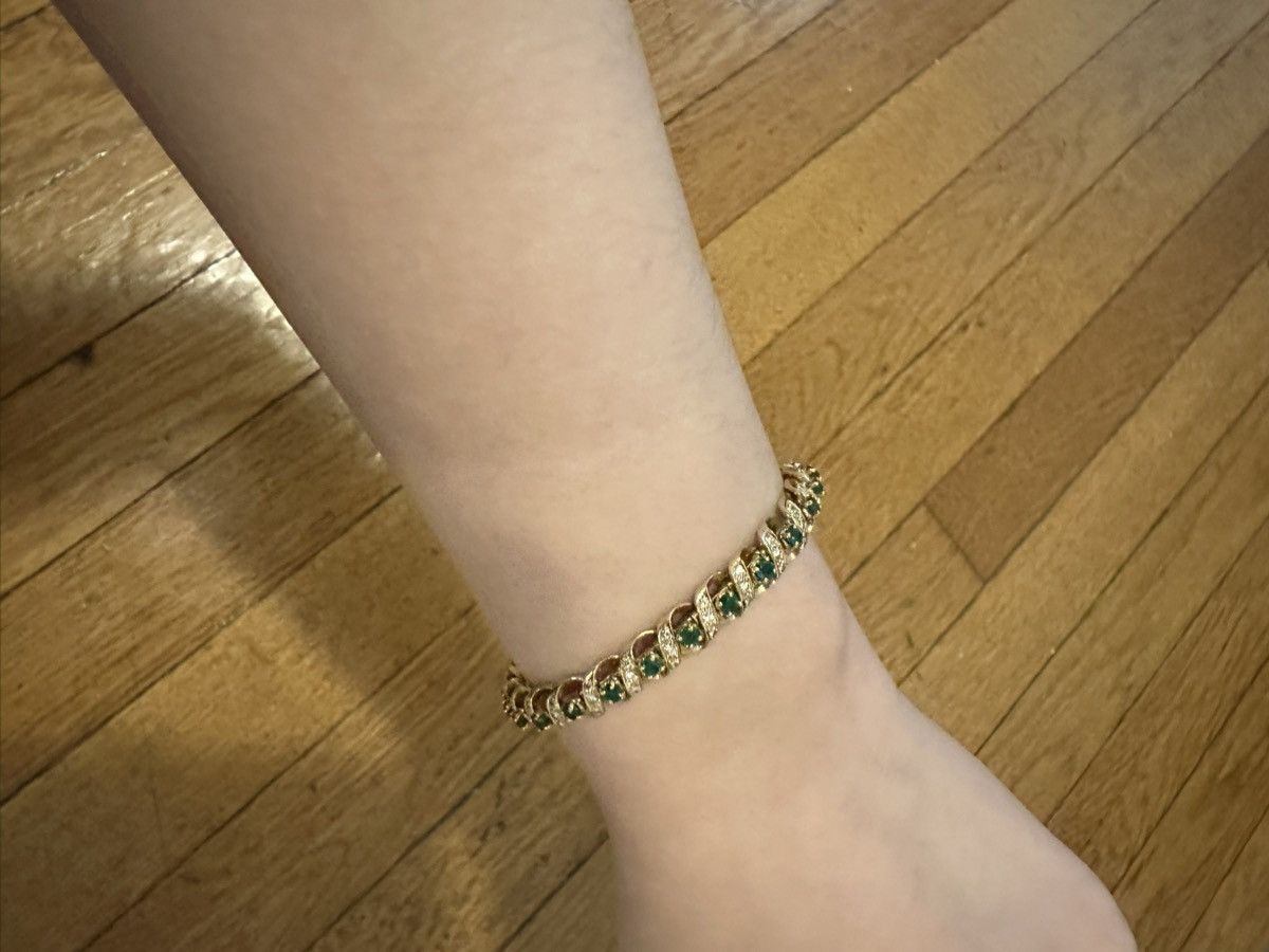 Vintage 18k yellow gold emerald bracelet Size ONE SIZE - 1 Thumbnail