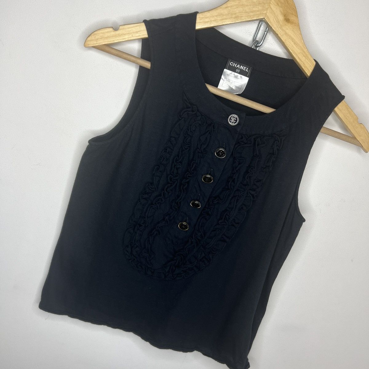 Chanel Chanel Cotton Black Blouse Top Vintage Classic Luxury Size XS / US 0-2 / IT 36-38 - 7 Thumbnail