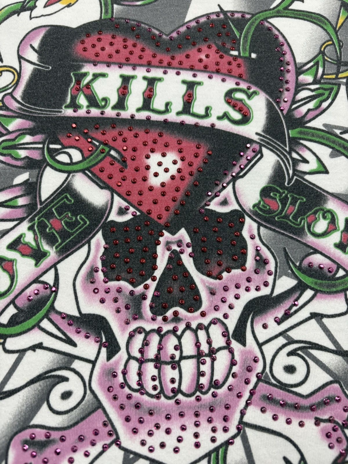Ed Hardy Ed Hardy Early 2000s “Kills Me Slowly” Rhinestone T-Shirt XL Size US XL / EU 56 / 4 - 9 Thumbnail