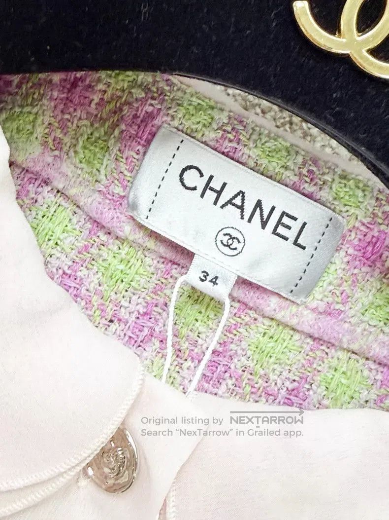 Chanel Chanel Plaid silk doll collar tweed short-sleeved jacket Size XXS / US 00 / IT 34 - 5 Thumbnail