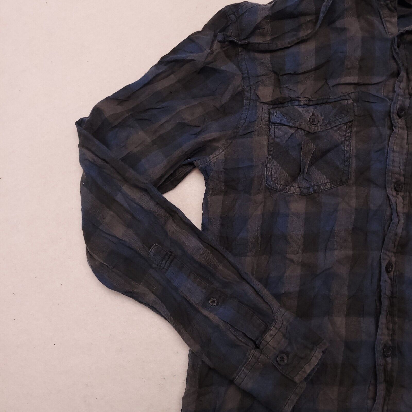 Helix Helix Casual Button Up Hoodie Mens Size Medium M Blue Plaid Size US M / EU 48-50 / 2 - 5 Thumbnail