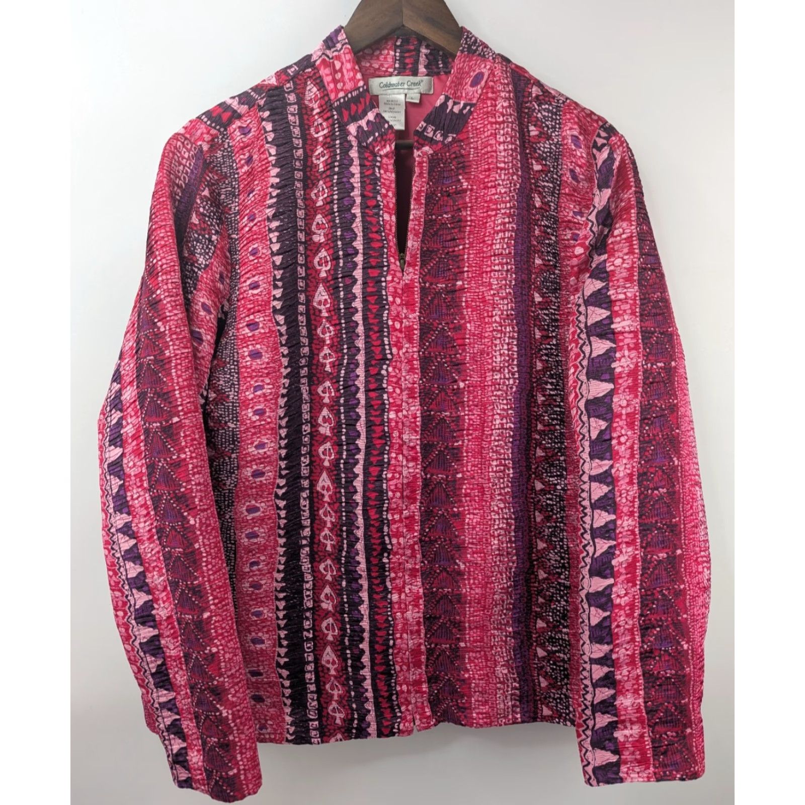 Coldwater Creek Coldwater Creek Jacket Coat Large Zip Long Sleeve Multicolor Polyester Lined Plisse/Micropleat Size L / US 10 / IT 46 - 2 Thumbnail