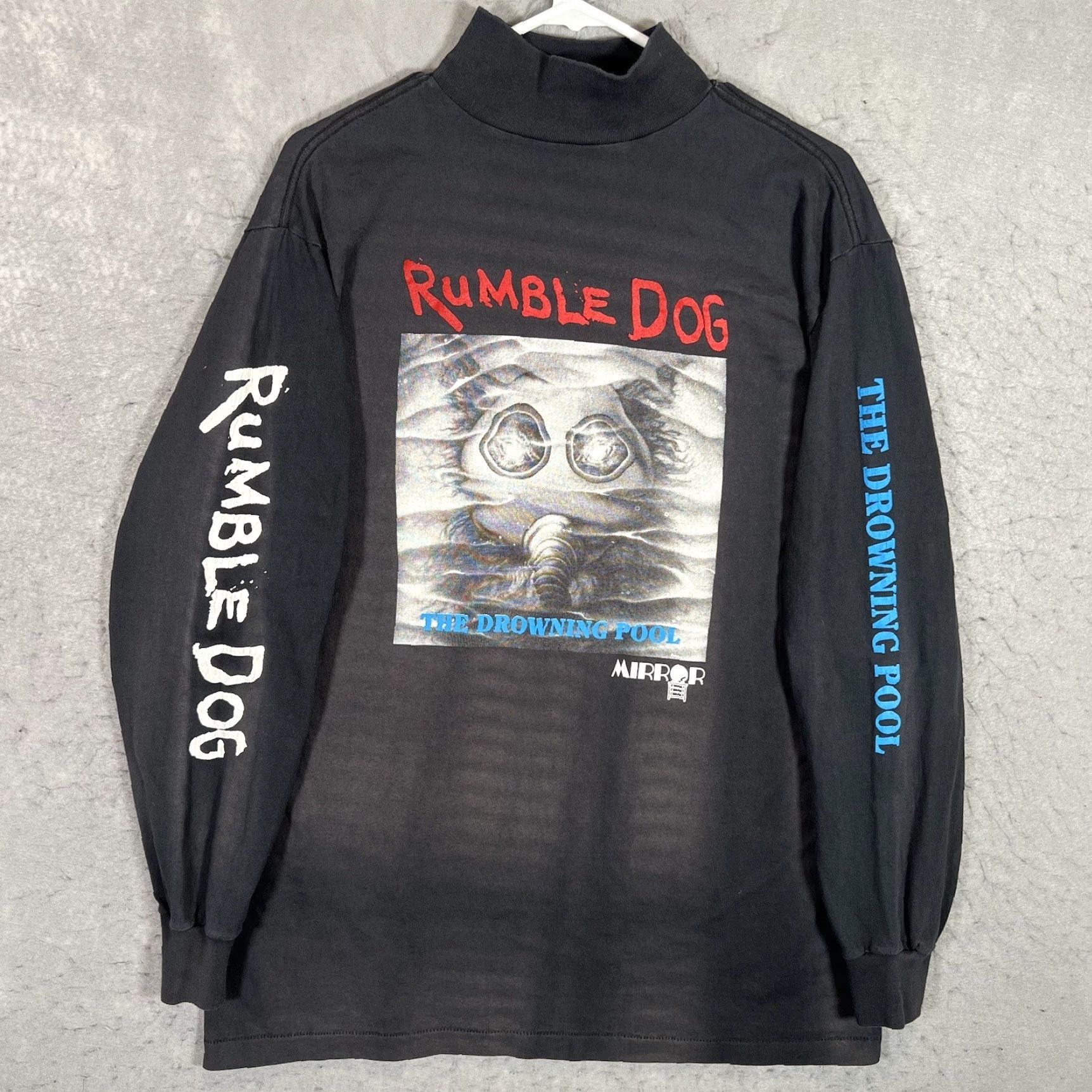 Vintage VINTAGE A1 90s Murina Rumble Dog The Drowing Pool Mock Neck T Shirt Adult XL Black Mens Size US XL / EU 56 / 4 - 2 Thumbnail