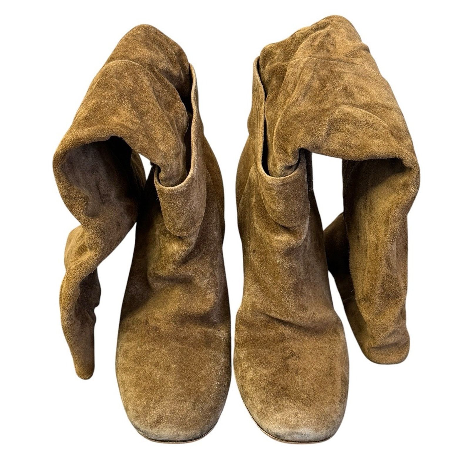 Gucci Vintage GUCCI Brown Suede Boots Wood Buckle Block Heel Sz 38 Size US 7 / IT 37 - 3 Thumbnail