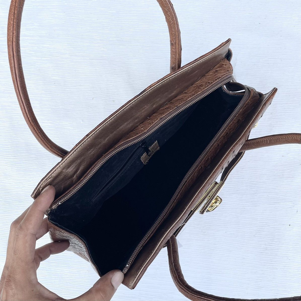 Leather Genuine Ostrich Leather Handbag Size ONE SIZE - 10 Thumbnail