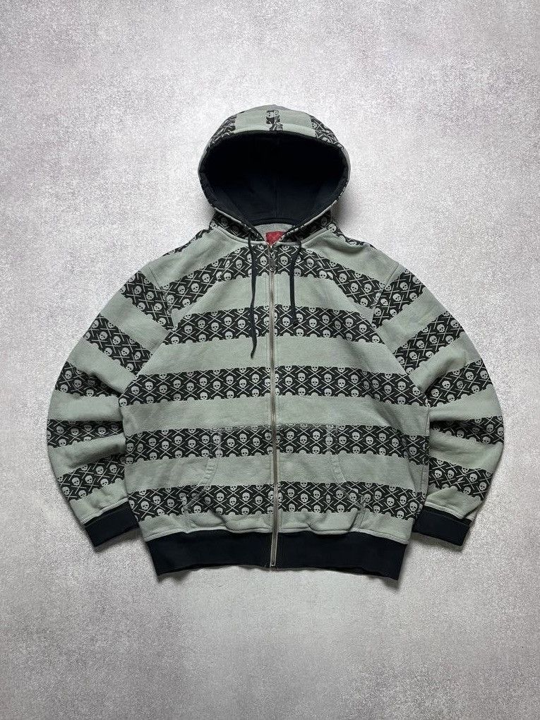 VINTAGE AFFLICTION CIRCA SKULL BOXY ZIP HOODIE Y2K XL
