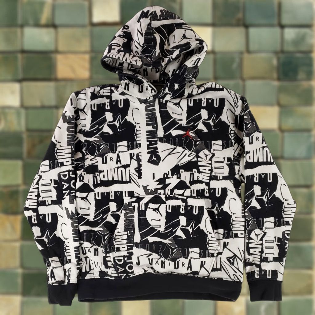 Nike Nike Hoodie Jumpman Essentials Sweatshirt AOP Black White Mens M Size US M / EU 48-50 / 2 - 1 Thumbnail