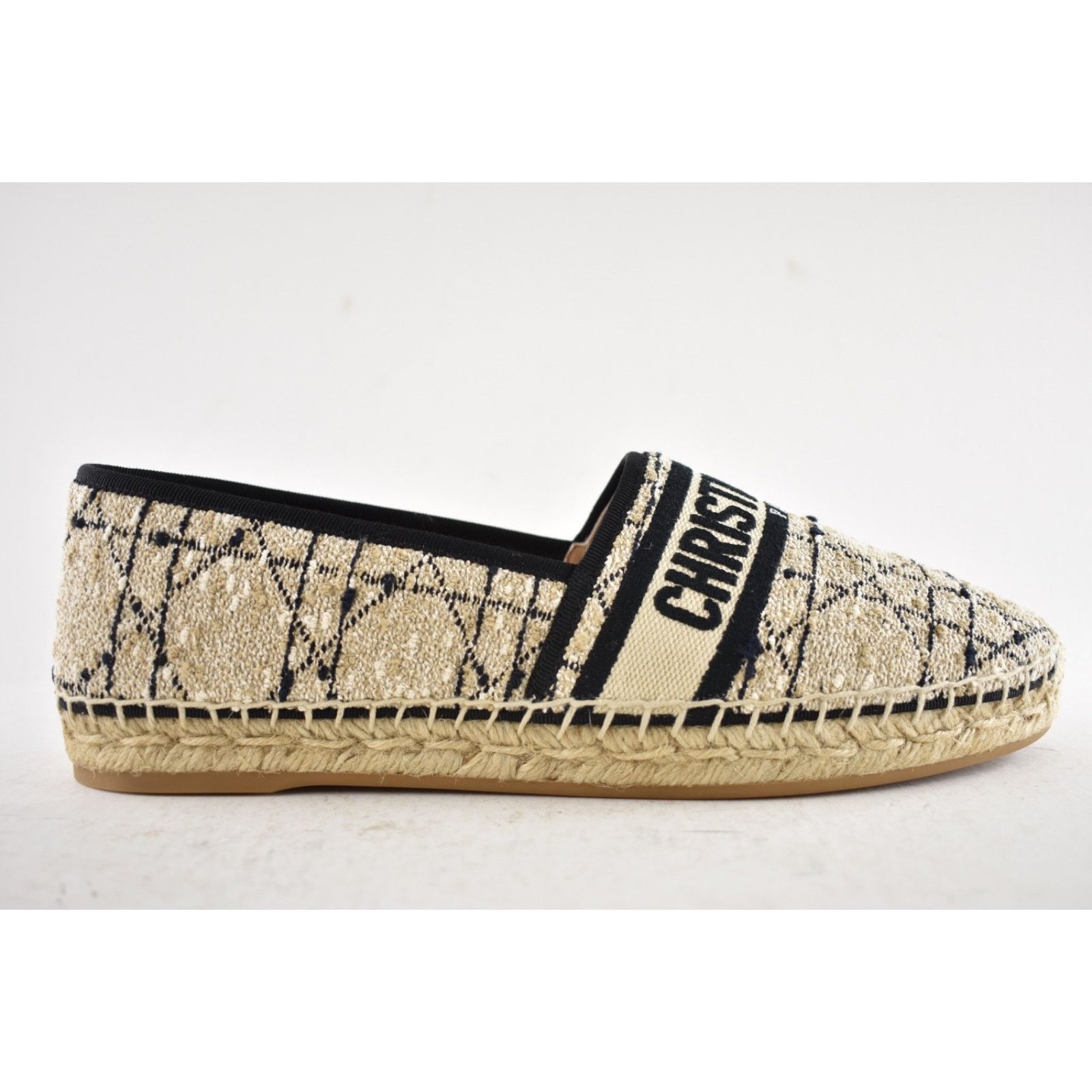 Dior Dior Granville Beige Black Cannage Tweed Embroidered Logo Size US 12 / IT 42 - 2 Thumbnail