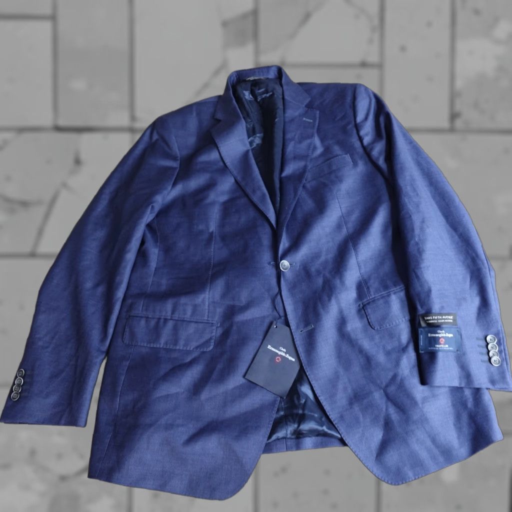 Ermenegildo Zegna Saks Fifth Ave Mens Jacket 44 Blue Ermenegildo Zegna Cloth 2 Button Flat Front Long New Jacket Coat Size US S / EU 44-46 / 1 - 1 Thumbnail