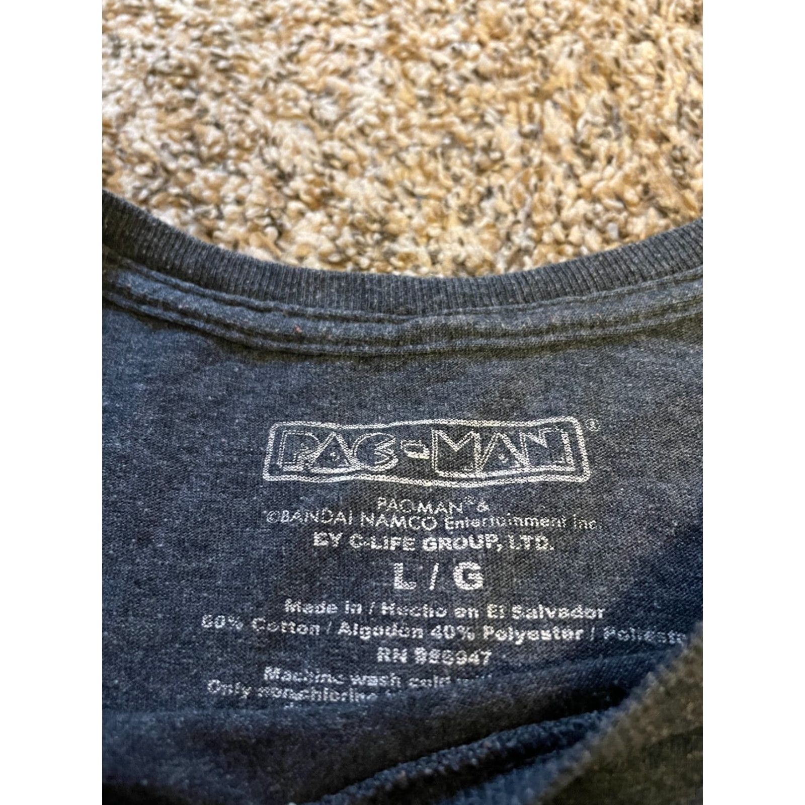 Vintage Pac-Man T-Shirt Men L Gray Short Sleeve Round Neck Retro Graphic Shirt Size US L / EU 52-54 / 3 - 6 Thumbnail
