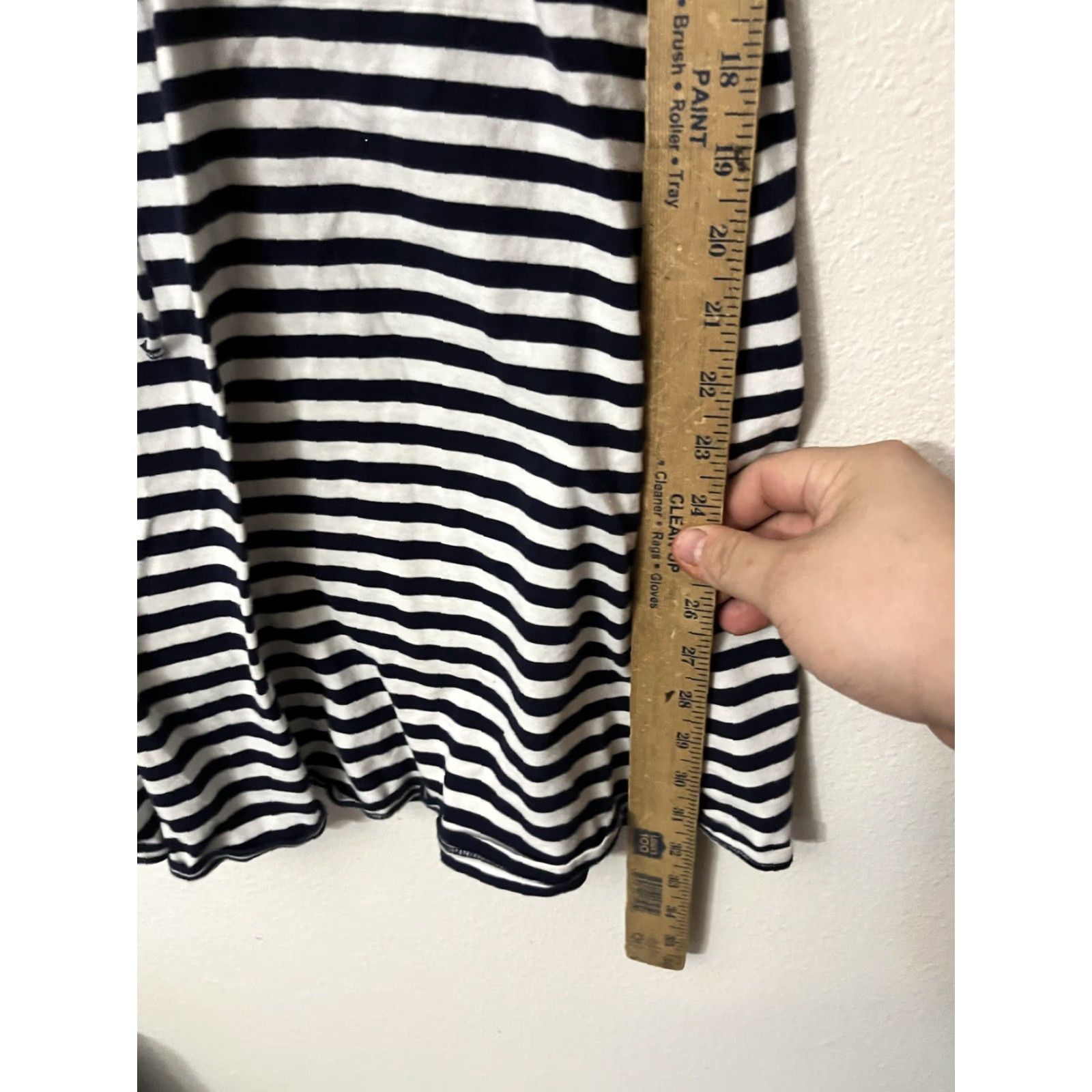 Aeropostale Aeropostale Women's Large Navy Striped Midi Dress - Shift Style, Round Neck, Short Sleeve, Casual, Floral Theme Size 36" / US 14 / IT 50 - 4 Thumbnail