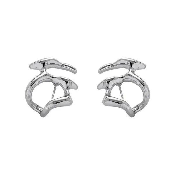 Designer × Jewelry Irregular Liquid Metal Hollow Earrings Size ONE SIZE - 3 Thumbnail