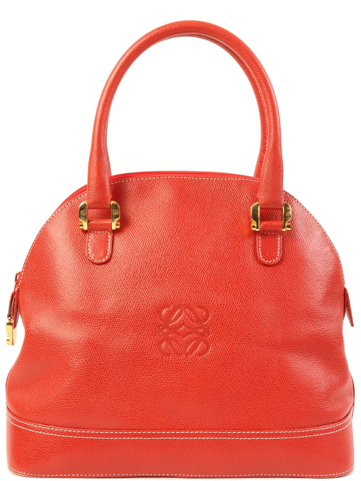 image of Loewe Anagram Logo Embossed Top Handle Bag Red, Women's