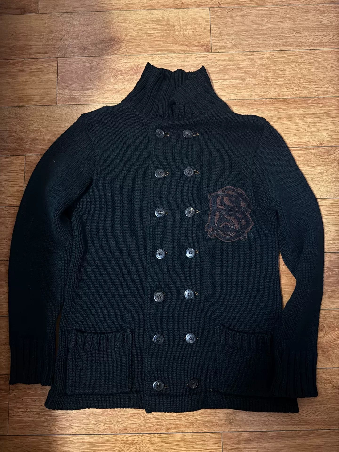 BLACK SIGN Black Knitted Double-Breasted Cardigan Size US M / EU 48-50 / 2 - 1 Thumbnail