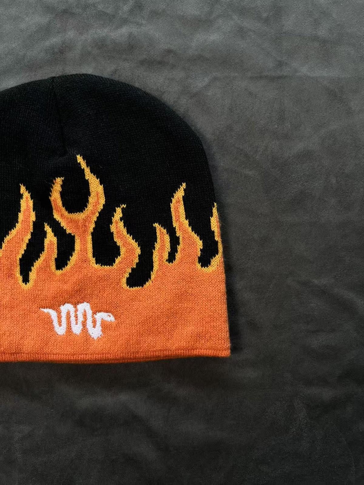 Japanese Brand Chiki Cobeans Flame Graphic No Cuff Knit Beanie Hat Size ONE SIZE - 3 Thumbnail