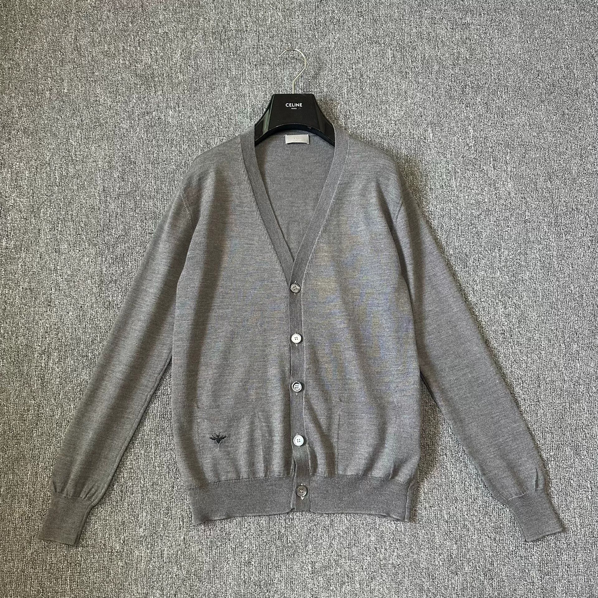 Dior Dior Gray Bee Wool Cardigan Jacket Size US S / EU 44-46 / 1 - 1 Thumbnail