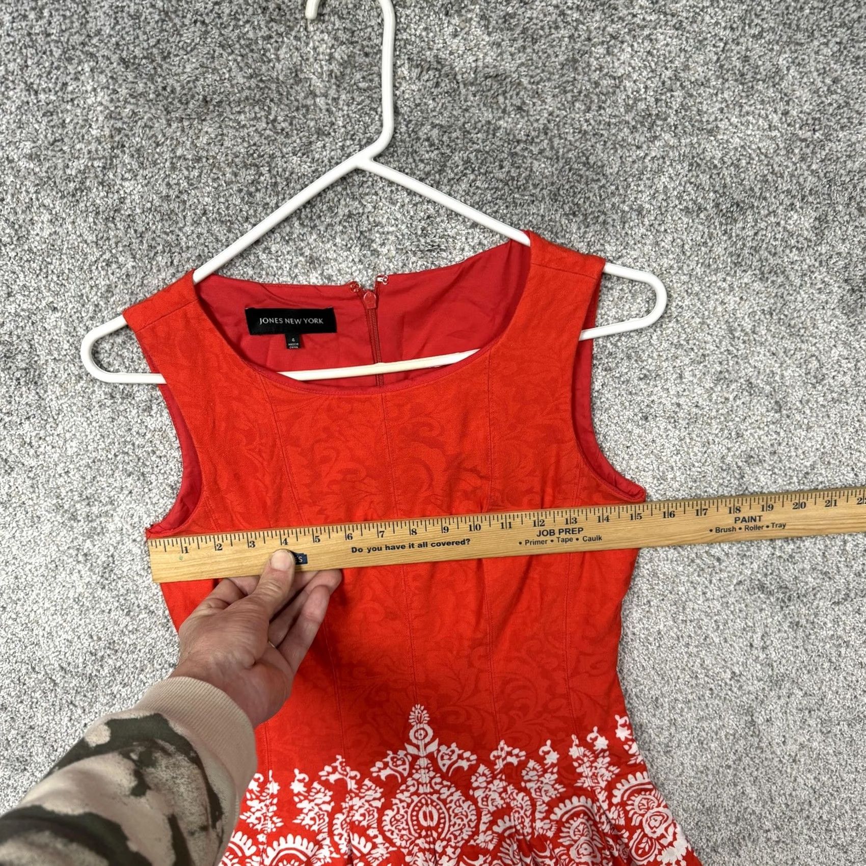 Jones New York Jones New York Dress Sleeveless Fit & Flare Jacquard Red Floral Knee Length Women 4 Garden Boho Party/Cocktail Summer Size S / US 4 / IT 40 - 2 Thumbnail
