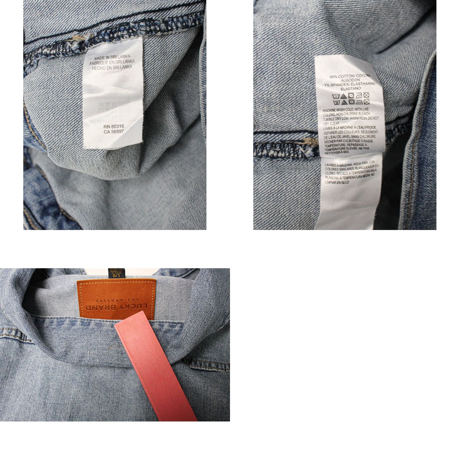 Lucky Brand LUCKY BRAND Jacket Denim Trucker Distress Button Up Polo Neck Men's LARGE Blue Jacket Size US L / EU 52-54 / 3 - 8 Thumbnail