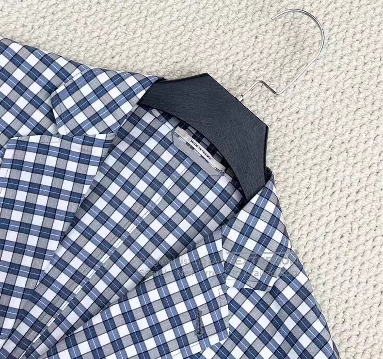 Hermes Hermes Blue-Gray Plaid Full-Print Three-Pocket Jacket Blaz Size 48L - 3 Thumbnail