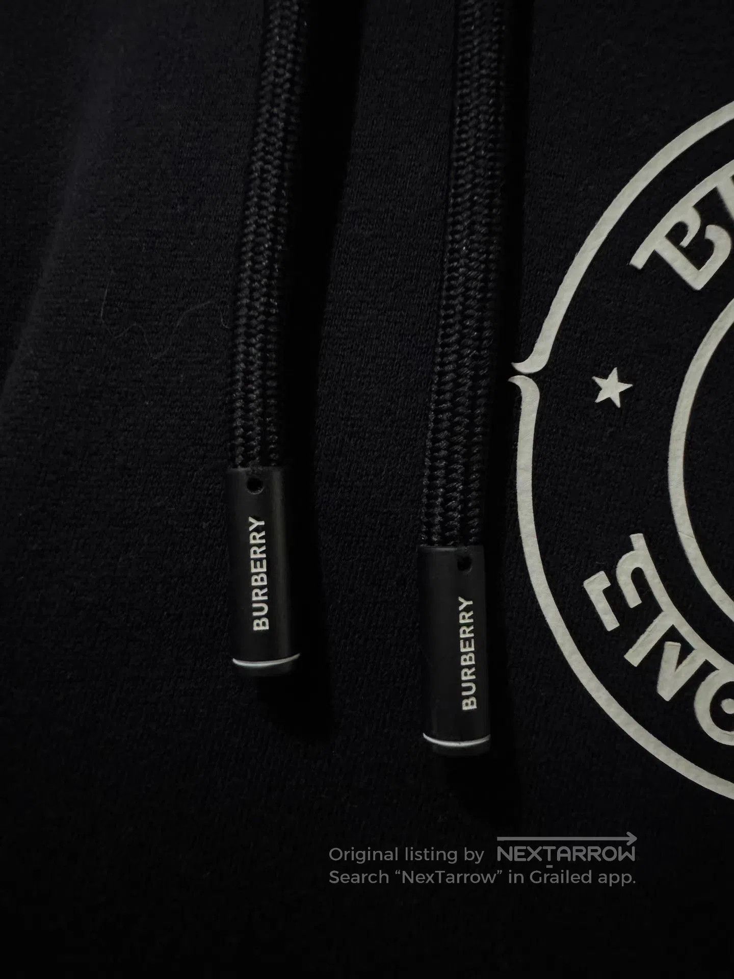 Burberry Black Hoodie with Circular Logo and Striped Hem. Size US M / EU 48-50 / 2 - 6 Thumbnail