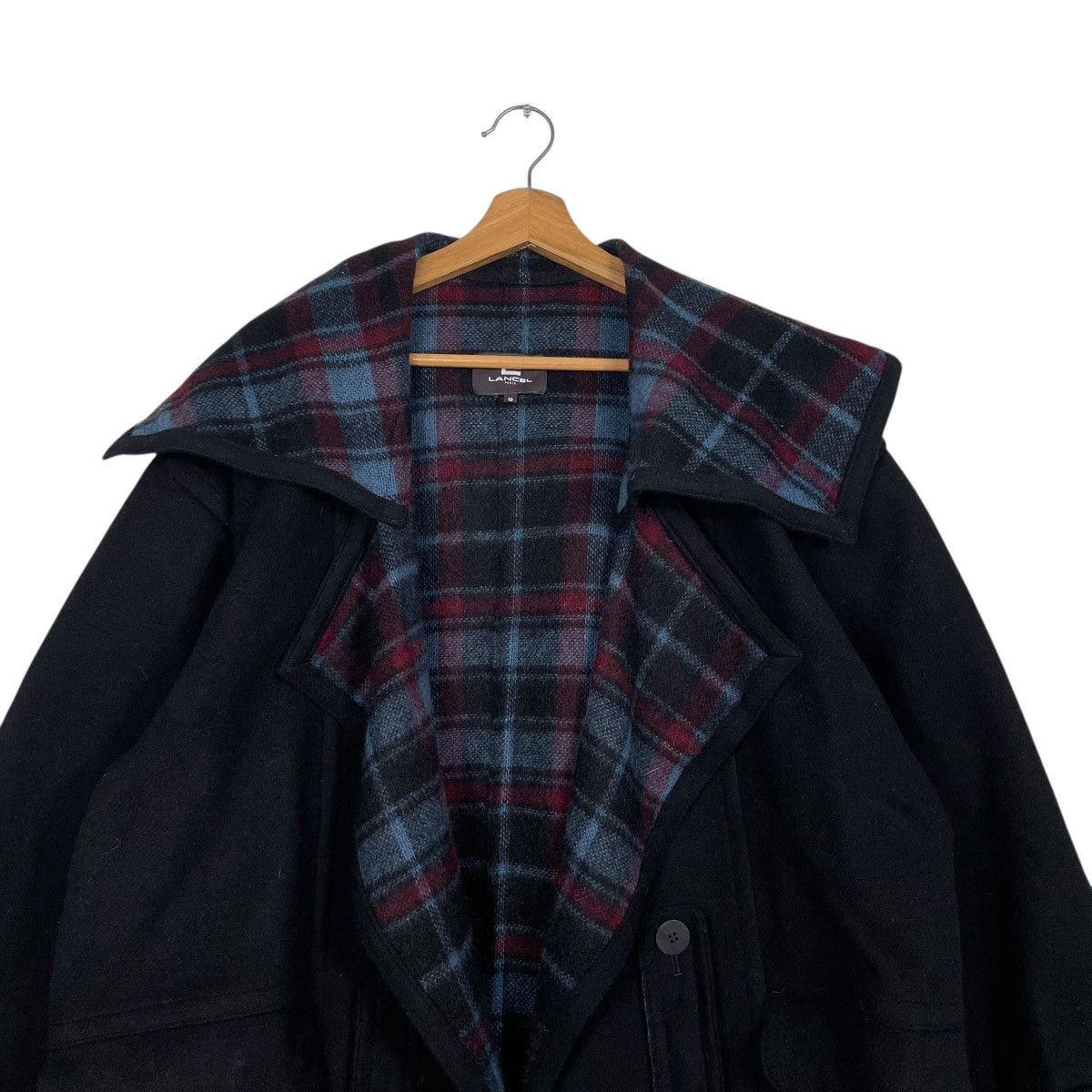 Lancel Lancel Paris Hooded Wool Coat Prominent Plaid Lining Size M / US 6-8 / IT 42-44 - 2 Thumbnail