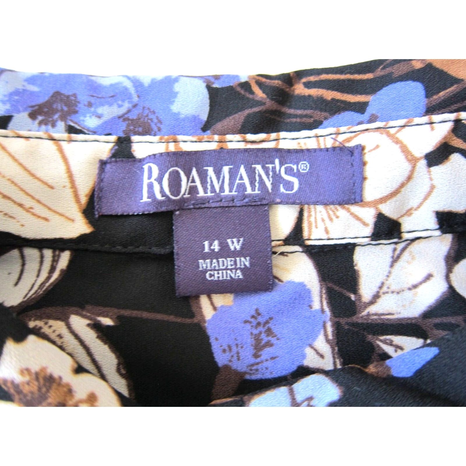 Vintage Roaman's Black Purple Yellow Button Down Long Sleeve Collared Shirt Dress 14W Size XL / US 12-14 / IT 48-50 - 4 Thumbnail