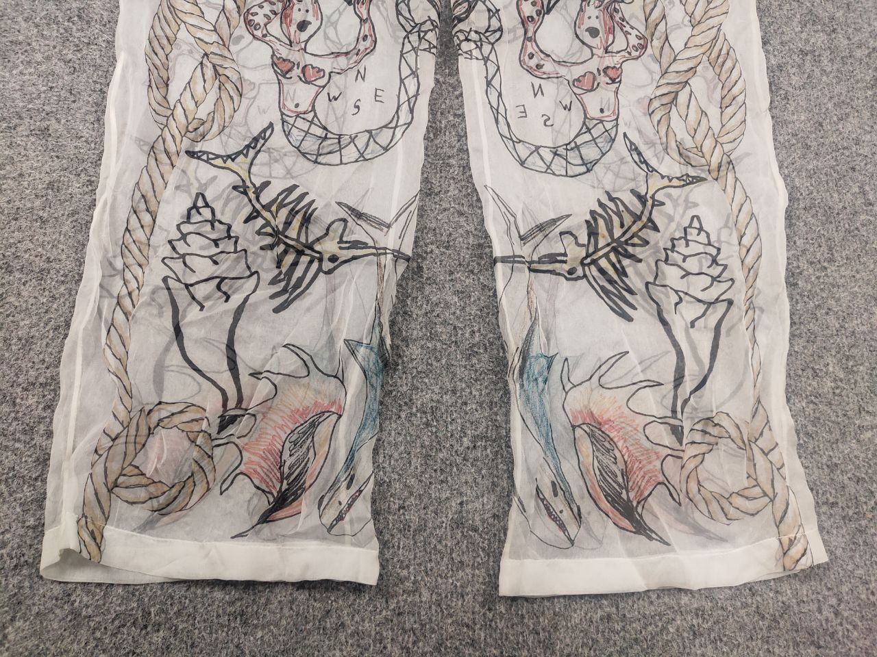 Burberry Rare Burberry By Marine Sketch Print Layered Silk Pants Size US 32 / EU 48 - 9 Thumbnail