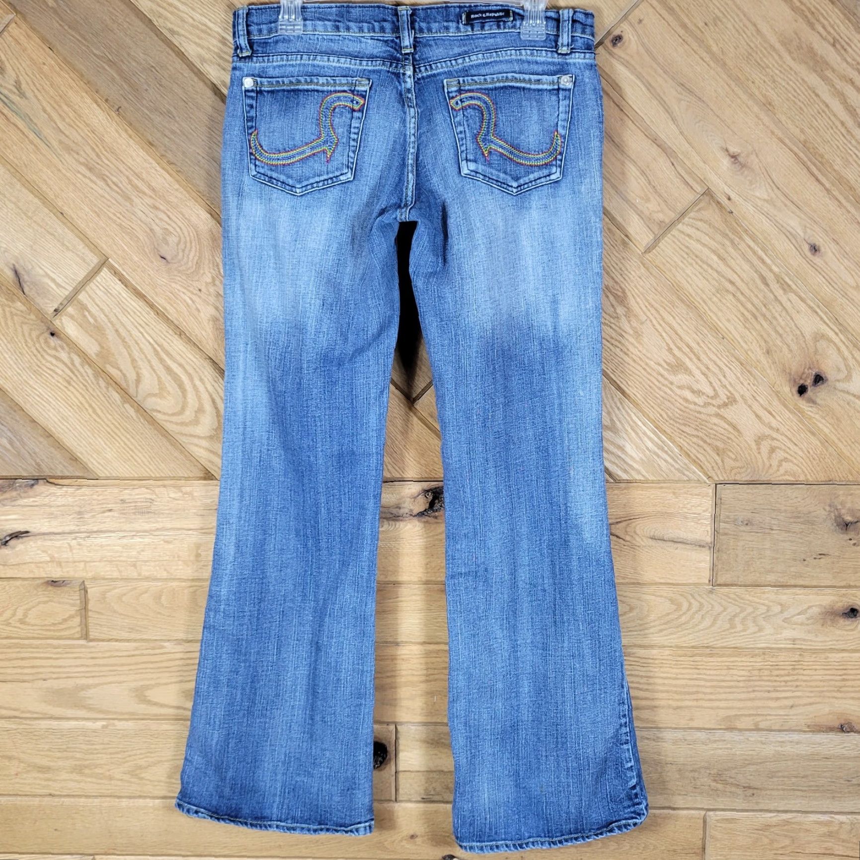 Vintage Rock & Republic Jeans Boots 5-Pocket Denim Blue Size 29 Womens Low Rise 7.5" Rise 31" Inseam Regular Size 29" - 4 Thumbnail