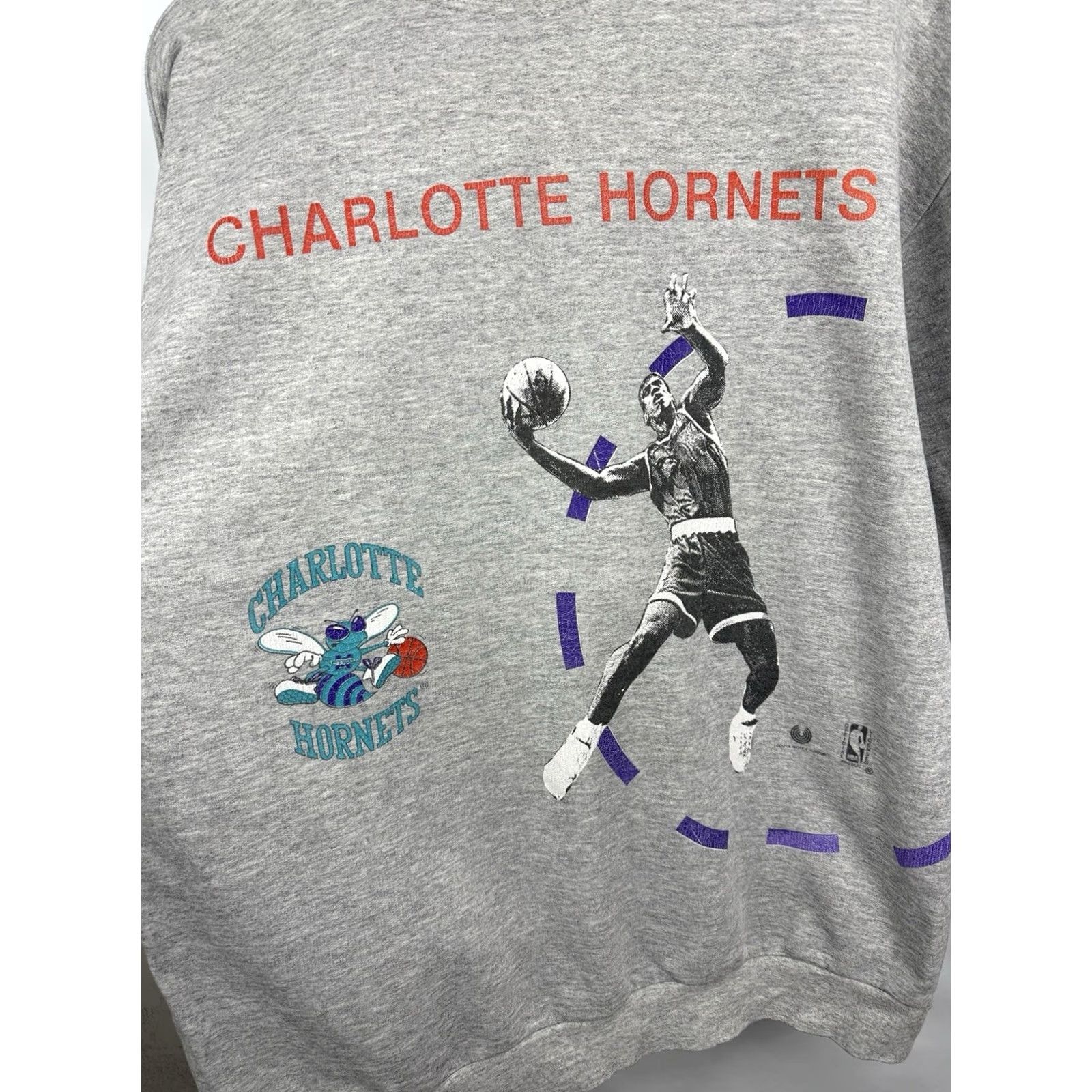 NBA VINTAGE 90s Charlotte Hornets Larry Johnson NBA Sweatshirt M Mens Gray Pullover Sweatshirt Size US S / EU 44-46 / 1 - 4 Thumbnail