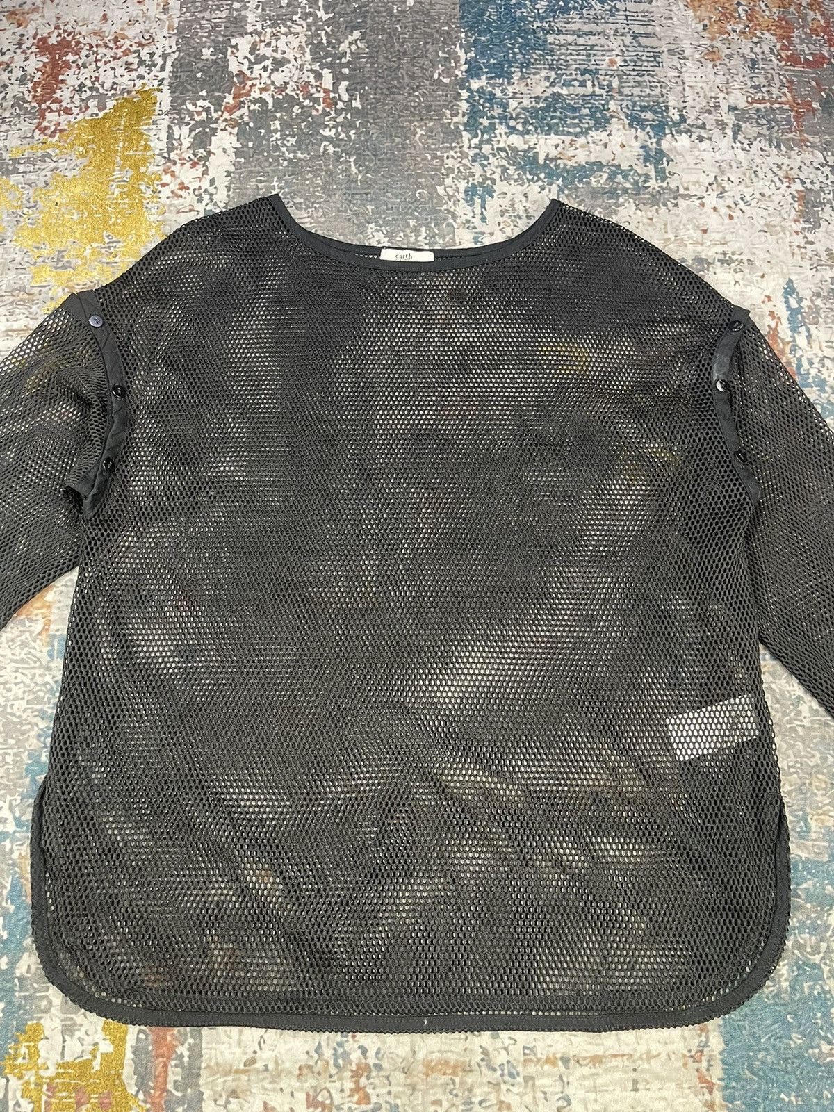 Japanese Brand Earth Music Ecology Attachable Sleeve Fish Net Overshirt Size ONE SIZE - 5 Thumbnail