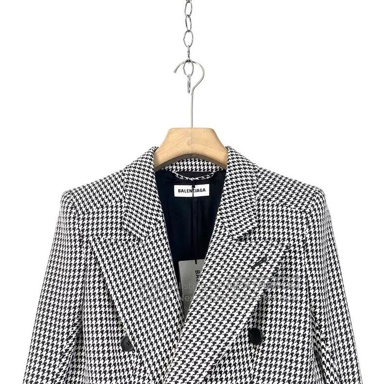 Balenciaga Balenciaga Black and White Wool Houndstooth Hourglass Blaz Size XS / US 0-2 / IT 36-38 - 3 Thumbnail