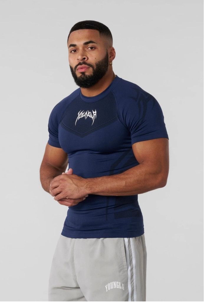 YoungLA Youngla SOLD OUT - (M) - WARRIOR COMPRESSION TEES - NAVY Size US M / EU 48-50 / 2 - 2 Thumbnail