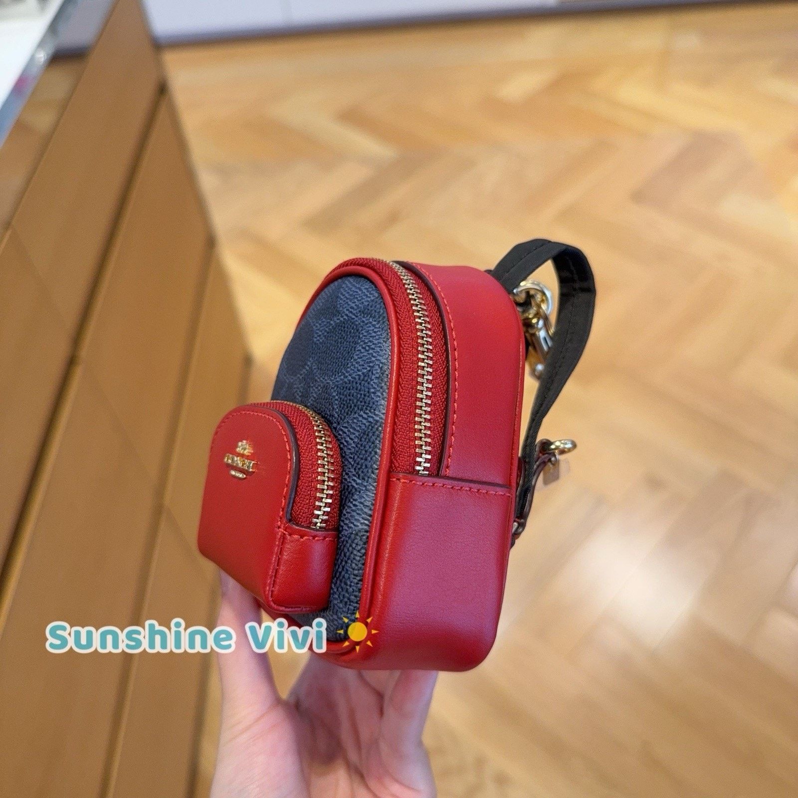 Coach NWT Coach Mini Court Backpack Bag Charm CX066 Denim/Bold Red Size ONE SIZE - 3 Thumbnail