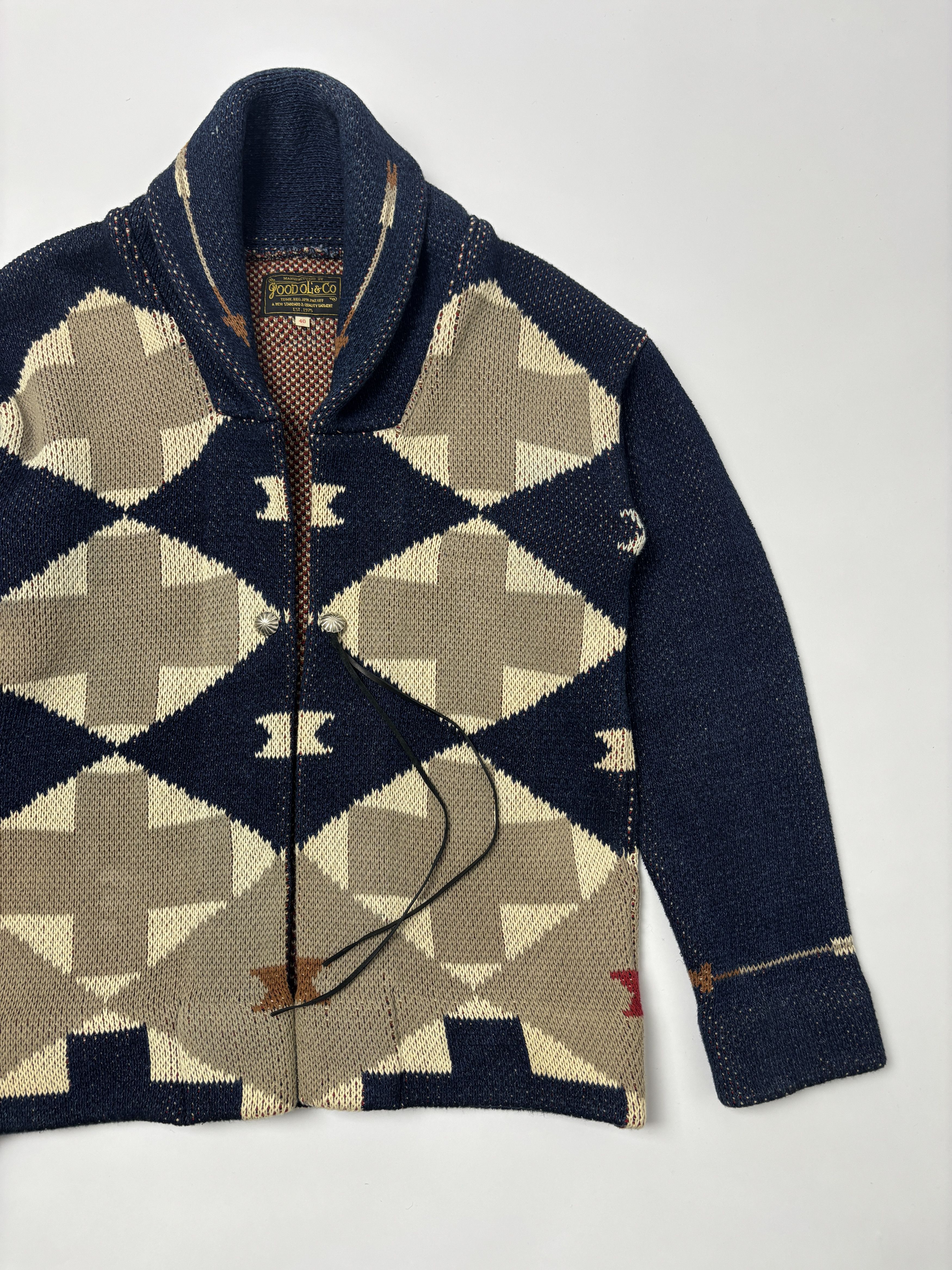 Japanese Brand Good Ol’ Shawl Collar Cardigan Southwestern Made in Japan Size US M / EU 48-50 / 2 - 1 Thumbnail