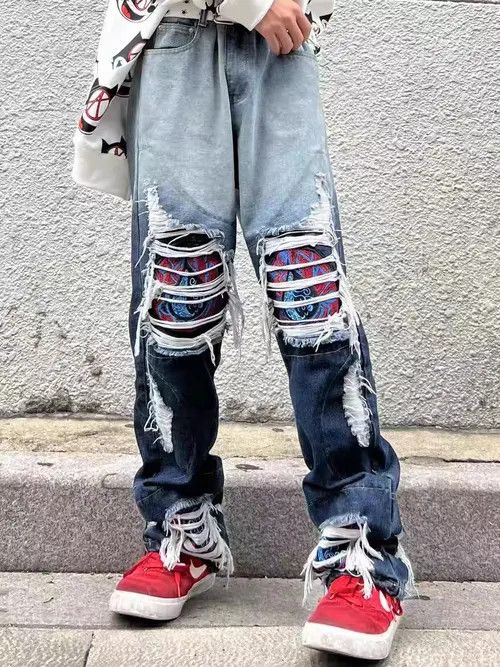 Jean High street washed heavily embroidered ripped jeans Size US 34 / EU 50 - 8 Thumbnail