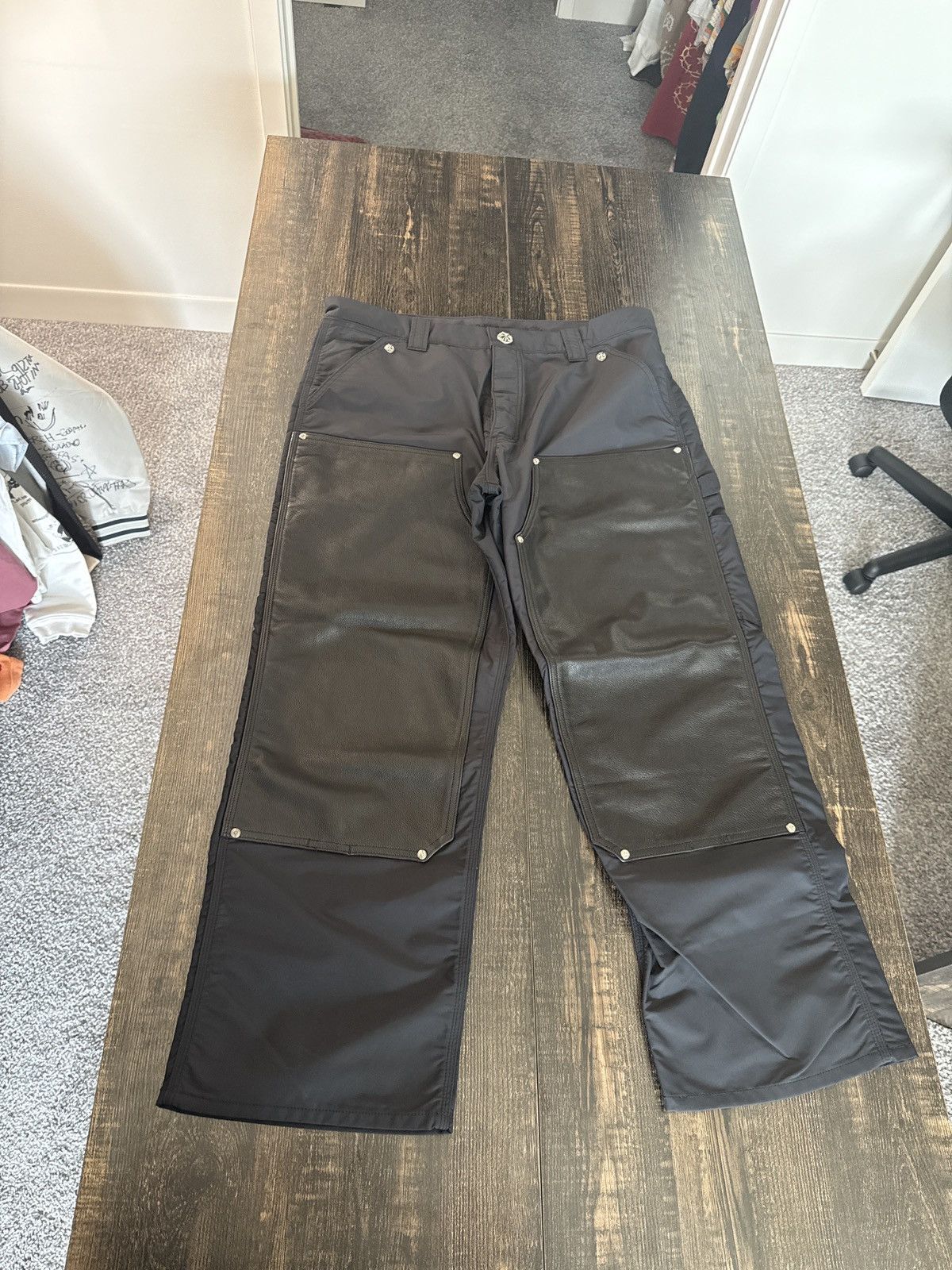 Chrome Hearts Chrome Hearts half nylon half leather pants Size US 38 / EU 54 - 1 Thumbnail