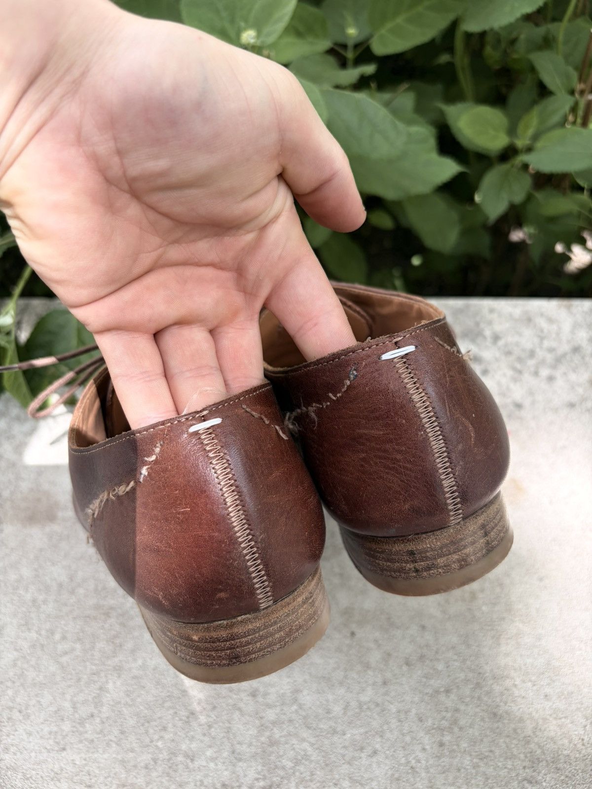 Maison Margiela Distressed Special stitching brown leather Oxfords Shoes Size US 8 / EU 41 - 5 Thumbnail