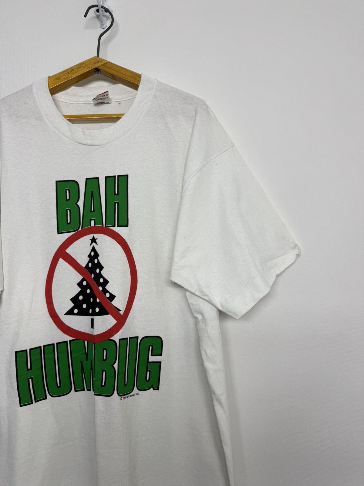Fruit Of The Loom Bah Humbug No Christmas Vintage Men's T-Shirt Size US XL / EU 56 / 4 - 4 Thumbnail