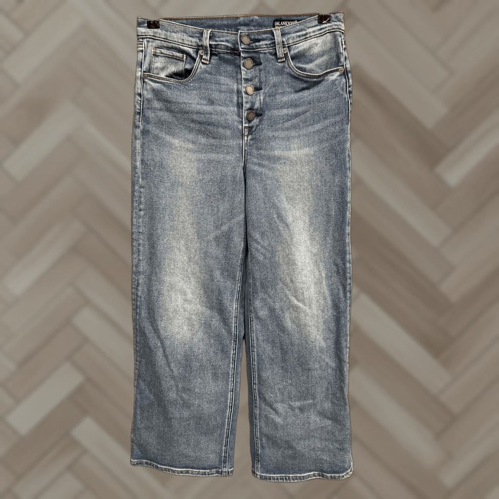 Vintage BLANKNYC Womens 28 The Chrystie High Rise Cropped Wide Leg Jeans Blue Womens Size ONE SIZE - 1 Thumbnail