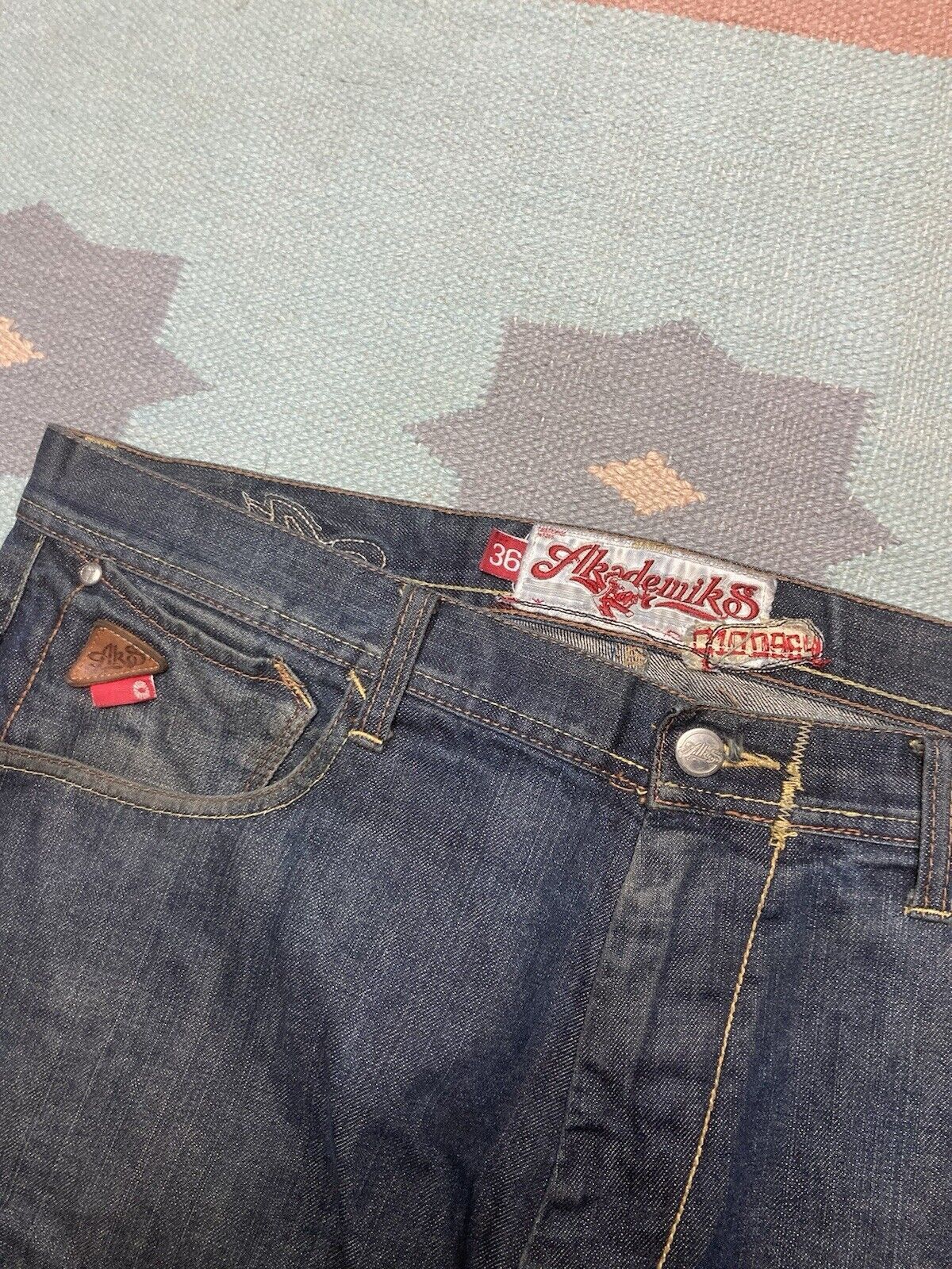 Vintage Vtg y2k baggy jeans akademiks embroidered wide skater 38x33 Size US 38 / EU 54 - 7 Thumbnail