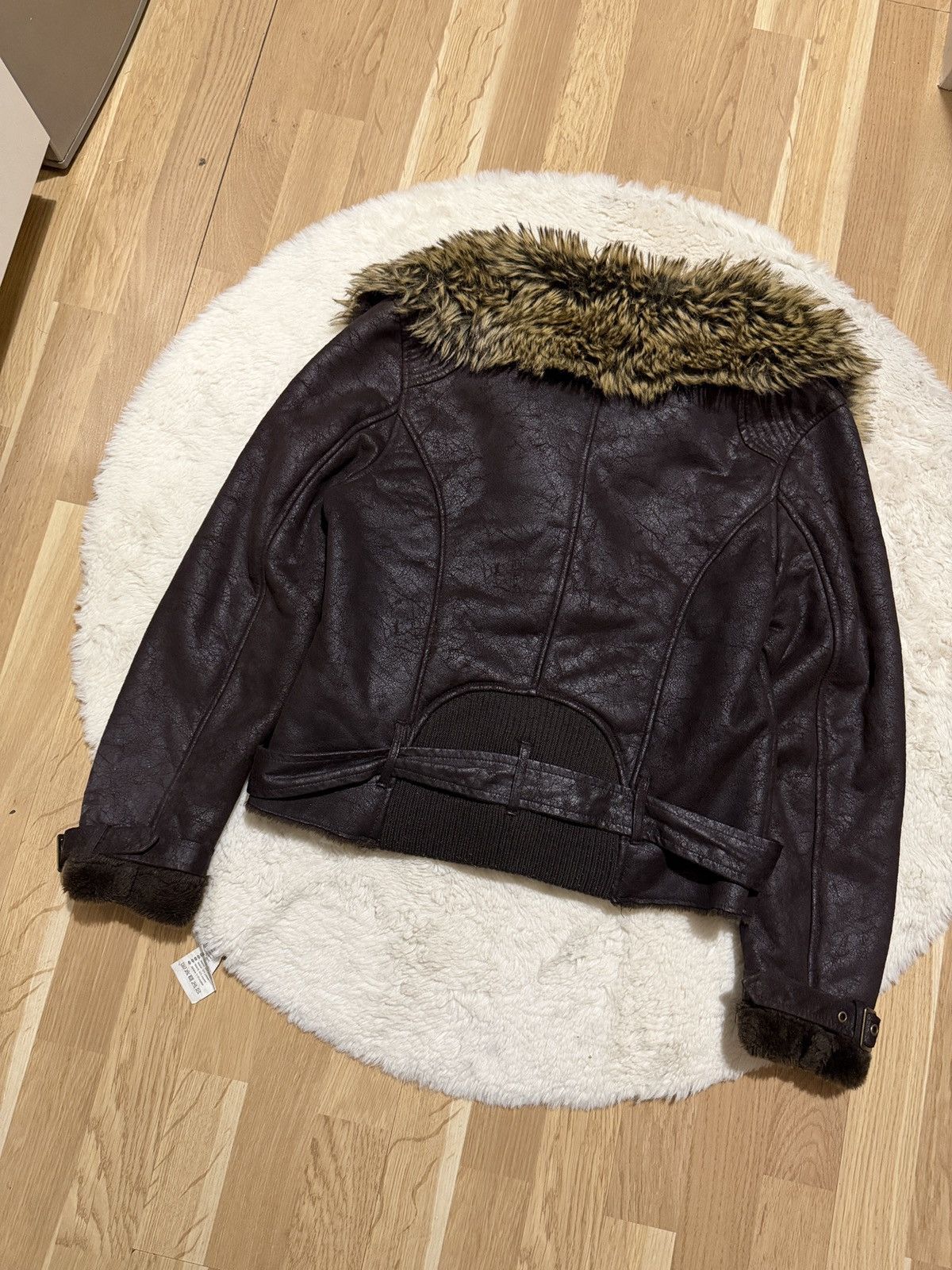 Le Grande Bleu (L.G.B.) If six was nine Leather Jacket brown Fur trucker jacket 90s Size M / US 6-8 / IT 42-44 - 5 Thumbnail