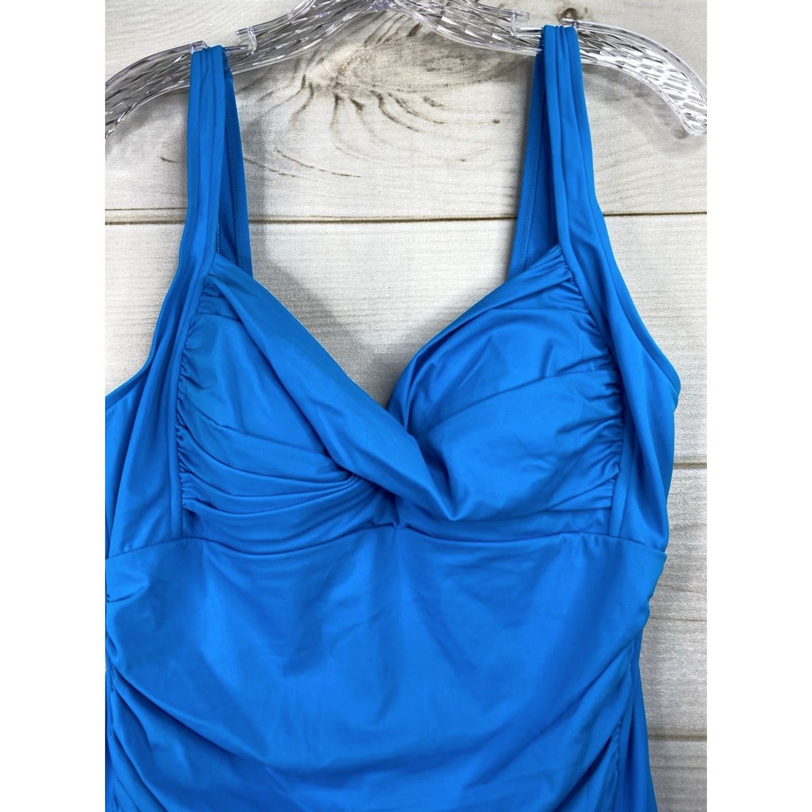 Catalina Catalina XL Blue One Piece Swimsuit Halter Padded Swim Skirt Ruched Vintage 90s Womens Size ONE SIZE - 2 Thumbnail
