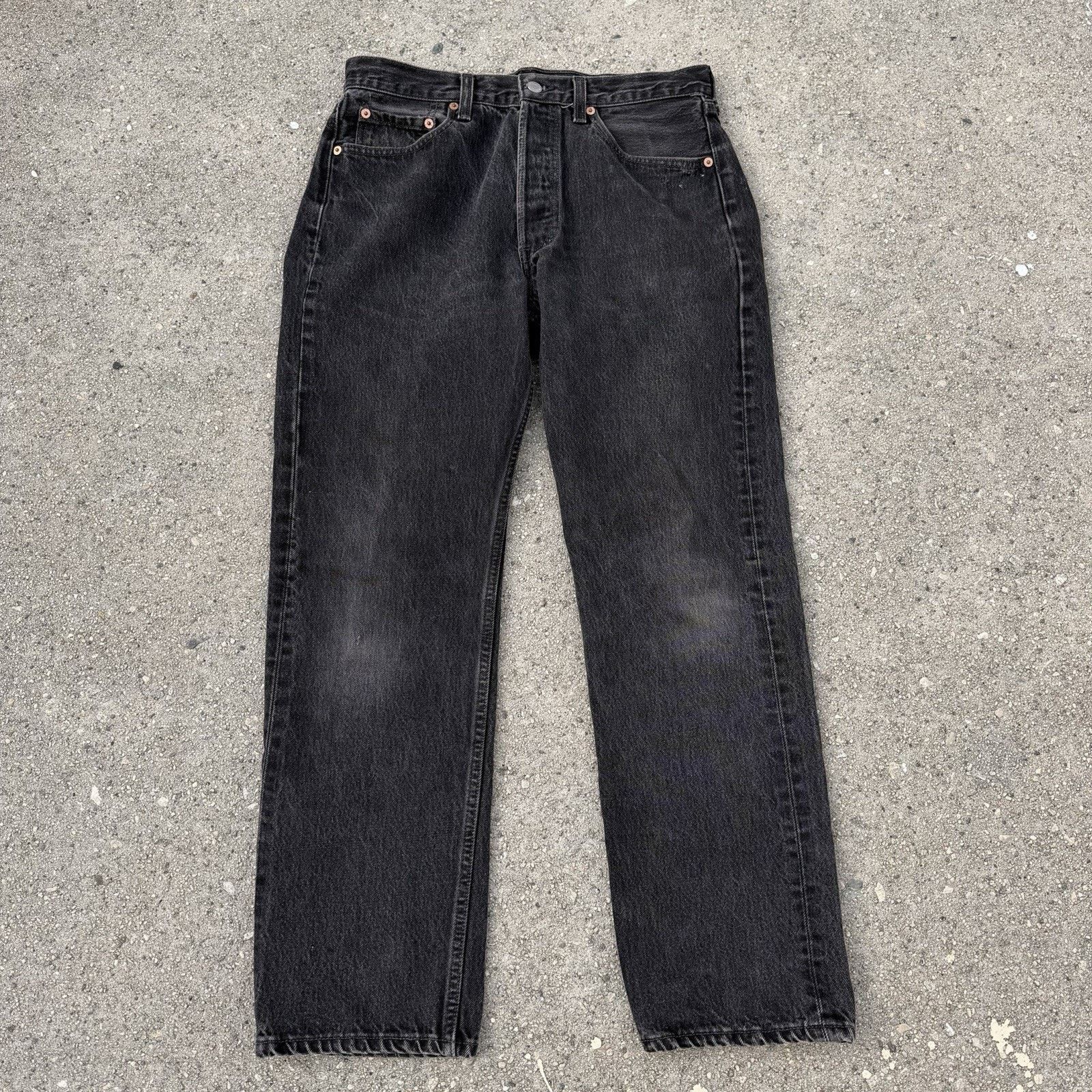 Levi's × Vintage Vintage 90s Levis 501 Faded Straight Black Denim Jeans 32x30 Size US 32 / EU 48 - 1 Thumbnail