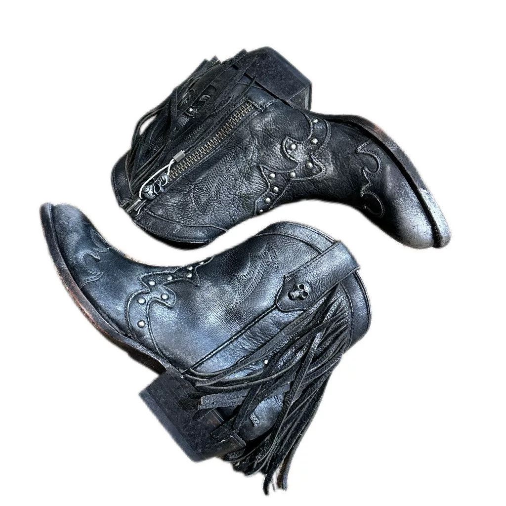 New Rock New Rock Distressed Fringe Western Boots Size US 7 / IT 37 - 1 Thumbnail
